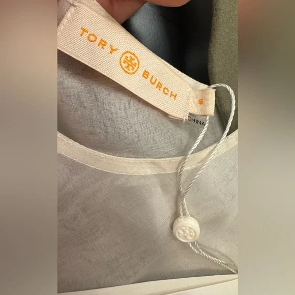 NWT Tory Burch Scalloped Shell Sleeveless Blouse Top Women's 4 Black White - Picture 6 of 6